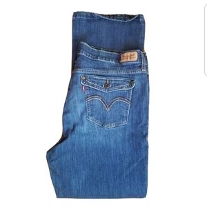 LEVIS 515 jean bootcut boot Flap Pocket denim stretch high rise blue Sz 16 Bin19